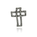 wholesale sterling silver open crosst cz wire hanging pendant