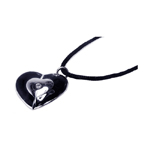 wholesale sterling silver black enamel heart cz black cord pendant necklace