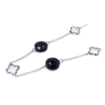 wholesale sterling silver black cz clover pendant necklace