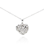 sterling silver heart locket cz necklace