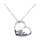 sterling silver open heart round filigree cz necklace