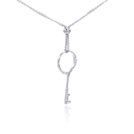 sterling silver open circle key cz necklace