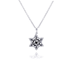 wholesale sterling silver open star black filigree cz necklace