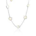 wholesale sterling silver mop flower white enamel cz necklace