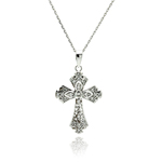 wholesale sterling silver cross cz necklace