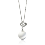 wholesale sterling silver open heart cz hanging pearl necklace