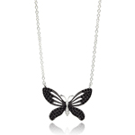 wholesale sterling silver black open butterfly cz necklace