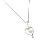 wholesale sterling silver open heart cz center pearl necklace