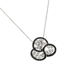 wholesale sterling silver black outline flower filigree cz necklace