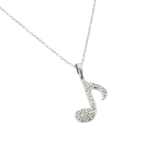 wholesale sterling silver music note cz necklace