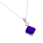 wholesale sterling silver purple cz square pendant