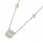 wholesale sterling silver square and gold cz necklace