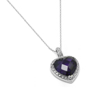 wholesale 925 sterling silver and purple cz heart pendant necklace