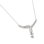 wholesale 925 sterling silver cz leaf and flower pendant necklace