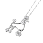 wholesale 925 sterling silver cz french poodle charm necklace