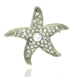 wholesale 925 sterling silver cz starfish pin pendant necklace