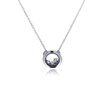 wholesale 925 sterling silver open circle accentuated pendant necklace