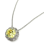 sterling silver clr/yellow cz rhodium plated solo pendant necklace