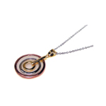 sterling silver tri color rhodium plated circular pendant necklace