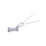 wholesale 925 sterling silver pave set cz dog bone pendant necklace