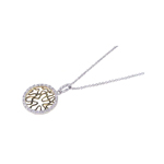 sterling silver gold and rhodium plated circle pendant necklace