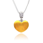 sterling silver gold plated cz heart pendant necklace
