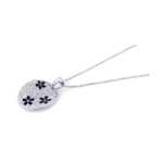 wholesale 925 sterling silver and black cz flower circle pendant necklace