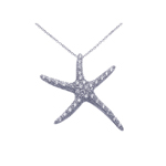 wholesale sterling silver cz starfish pendant necklace