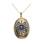 sterling silver black rhodium and gold plated cz round pendant necklace