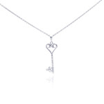 wholesale sterling silver cz key heart pendant necklace