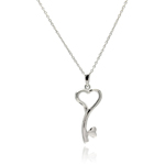 wholesale sterling silver cz heart key pendant necklace