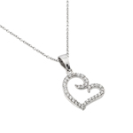 wholesale sterling silver cz heart pendant necklace