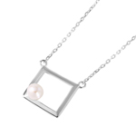 wholesale sterling silver open square pearl necklace