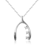 wholesale sterling silver personalized 3 mounting wish bone necklace