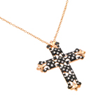 sterling silver rose gold and black plated cross cz necklace