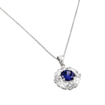 wholesale sterling silver circle blue center cz necklace