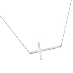 wholesale sterling silver plain sideways solid cross pendant necklace