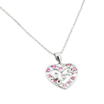 wholesale sterling silver pink cz open heart love pendant necklace