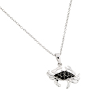 wholesale sterling silver and black cz crab pendant necklace