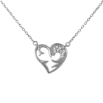 wholesale sterling silver chain and cz open heart pendent