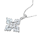 wholesale sterling silver baguette and marquise cz cross pendant necklace