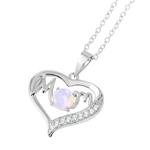 wholesale sterling silver open heart mom opal and cz necklace