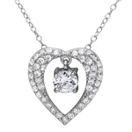 wholesale sterling silver open heart necklace with hanging stone