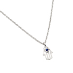 wholesale sterling silver blue cz hamsa pendant necklace