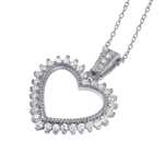 wholesale sterling silver open heart cz necklace