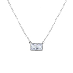 wholesale sterling silver cz rectangle necklace