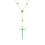 sterling silver goldplated cross necklace with synthetic turquoise stones
