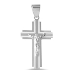 sterling silver high polish stripe cross pendant