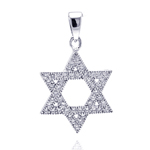 wholesale sterling silver open hebrew star micro pave cz dangling pendant