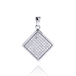 wholesale sterling silver square micro pave cz dangling pendant